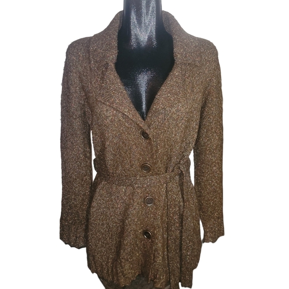 Penman's Brown Speckled Knit Cardigan with Belt S - Picture 1 of 7